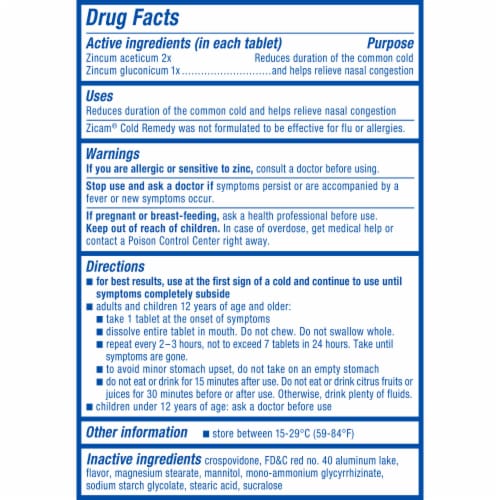 Zicam Cold Remedy Shorten Colds Zinc Formula Cherry Flavored Rapidmelts Tablets Perspective: bottom
