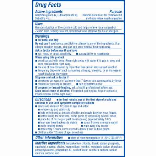 Zicam Cold Remedy No Drip Nasal Spray Perspective: bottom