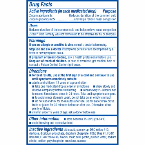 Zicam Cold Remedy Shortens Colds Zinc Formula Cold Medicine Fruit Flavors Fruit Drops Perspective: bottom