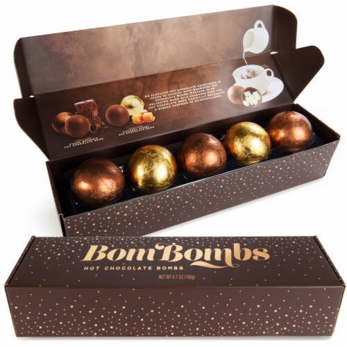 BomBombs Fudge Brownie and Caramel Candy Hot Chocolate Bombs Gift Set, Set of 5 Perspective: bottom