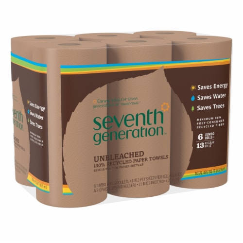 Seventh Generation Unbleached Chlorine Free Paper Towel Rolls Perspective: bottom