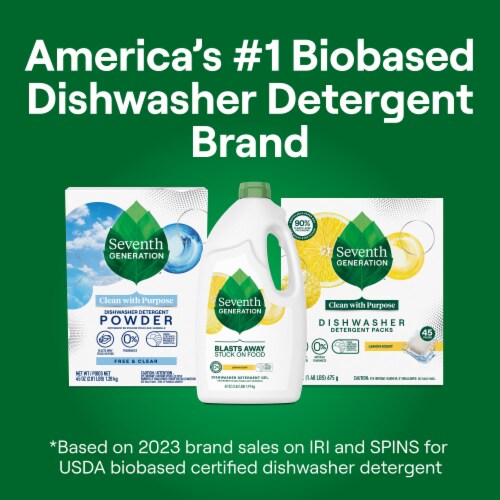 Seventh Generation Dishwasher Detergent Gel Lemon Scent Dishwasher Soap Perspective: bottom