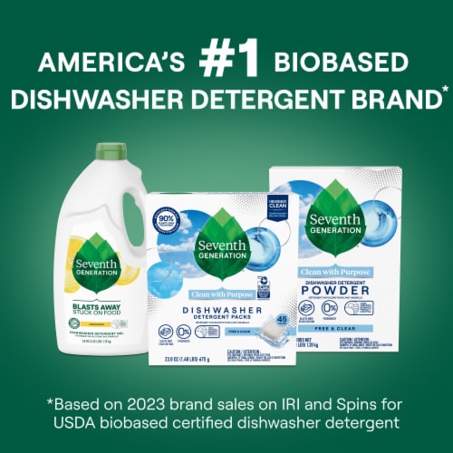 Seventh Generation Free & Clear Dishwasher Detergent Packs Perspective: bottom
