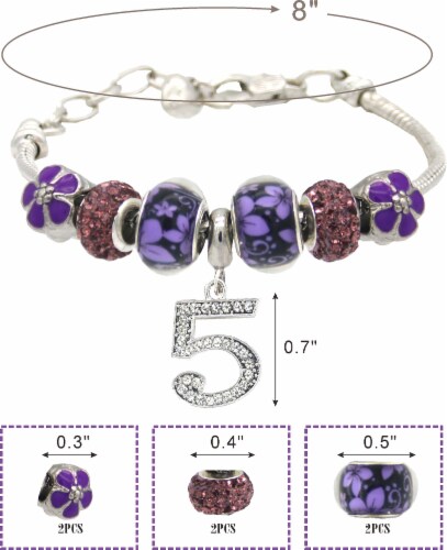 VeryMerryMakering 5th Birthday Purple Necklace, Gift for 5 yo Girl Perspective: bottom