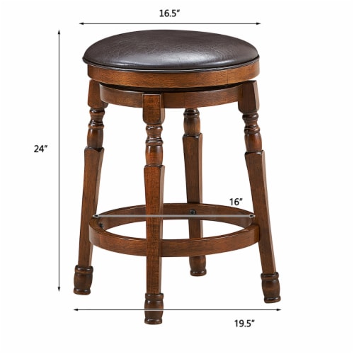 Costway Set of 2 24'' Swivel Bar Stool Leather Padded Dining Kitchen Pub Chair Backless Perspective: bottom