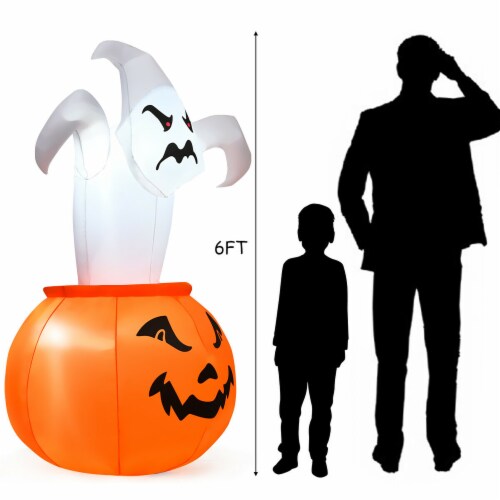 Costway 6 FT Halloween Blow-up Inflatable Ghost in Pumpkin with LED Bulbs Yard Decoration Perspective: bottom