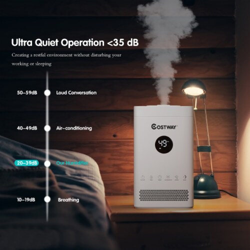 3.5L Quiet Top Fill Air Humidifier w/ 3-Level Mist Timer Sleep Mode for Bedroom Perspective: bottom