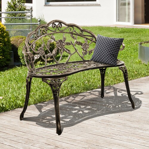 Outdoor Garden Bench Chair Loveseat Cast Aluminum Patio Antique