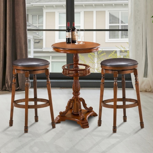 Costway Set of 2 29'' Swivel Bar Stool Leather Padded Dining Kitchen Pub Chair Backless Perspective: bottom