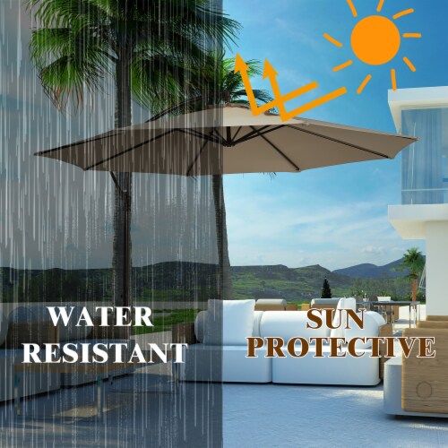 Costway 10FT Patio Offset Hanging Umbrella Easy Tilt Adjustment 8 Ribs Backyard Tan Perspective: bottom