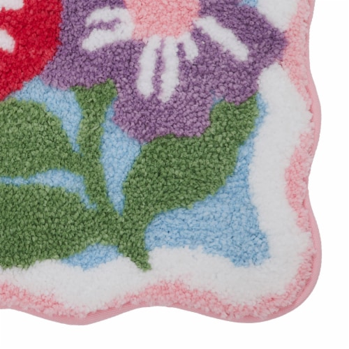 Multi Floral Scallop Tufted Bath Rug Perspective: bottom
