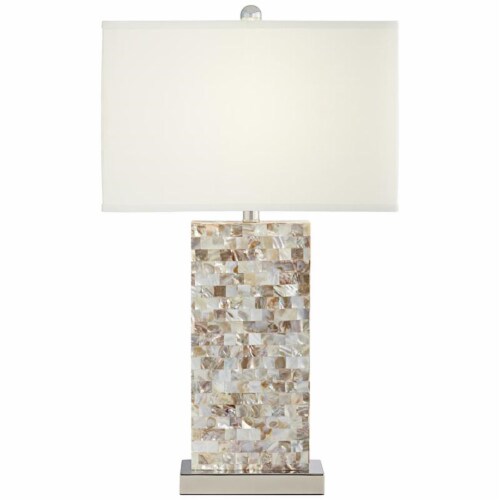 Pacific Coast Lighting Block Mother of Pearl Rectangle Resin Table Lamp in White Perspective: bottom