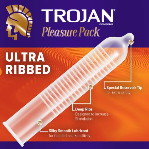 Trojan Pleasure Variety Pack Lubricated Condoms - 12 Count (Pack of 3) Perspective: bottom