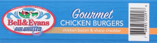 Bell & Evans® Air Chilled Gourmet Chicken Burgers With Chicken Bacon & Cheddar Cheese Perspective: bottom