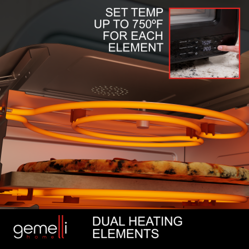 Gemelli Home Pizza Oven, Electric Indoor and Outdoor Pizza Maker, Up to 750F, Countertop Piz Perspective: bottom