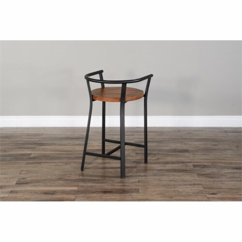 Sunny Designs Metroflex 24  Mid-Century Sturdy Metal Barstool in Rustic Oak Perspective: bottom