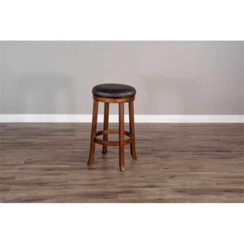 Sunny Designs Tuscany 30  Mahogany Wood Backless Swivel Stool in Medium Brown Perspective: bottom