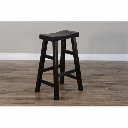 Sunny Designs 30  Saddle Seat Transitional Mahogany Wood Stool in Black Walnut Perspective: bottom