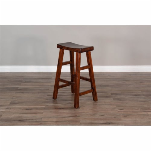 Sunny Designs 30  Saddle Seat Transitional Mahogany Wood Stool in Dark Chocolate Perspective: bottom