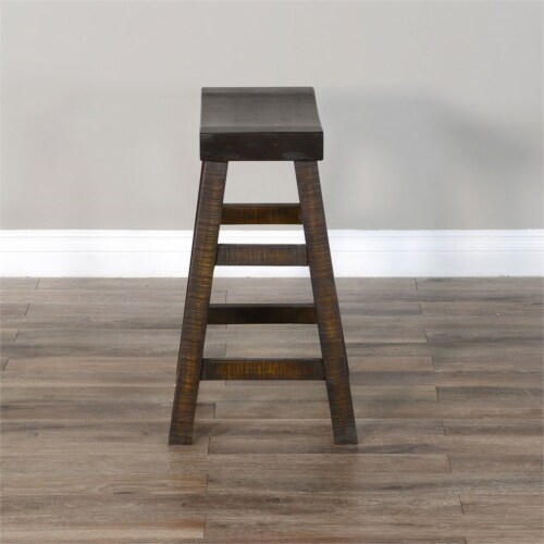 Sunny Designs 24  Saddle Seat Transitional Mahogany Wood Stool in Tobacco Leaf Perspective: bottom