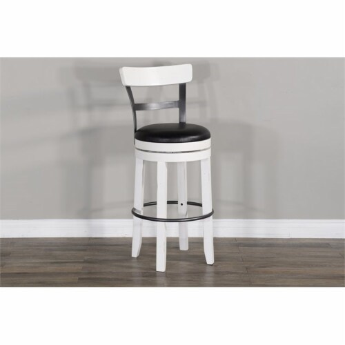 Sunny Designs Carriage House 30  Wood Swivel Barstool with Back in White Perspective: bottom