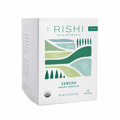 Rishi Tea Organic Sencha Green Tea Sachets Perspective: bottom