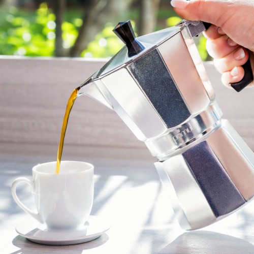 Mario Polished Aluminum Stovetop Espresso Maker Perspective: bottom