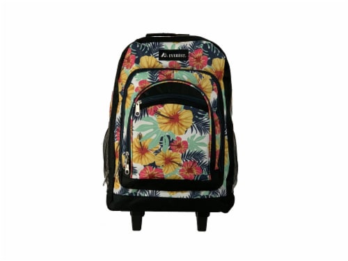 Everest Tropical Pattern Medium Wheeled Backpack Perspective: bottom