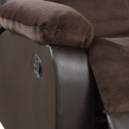 Polyurethane Rocker Recliner In Choco Suede Brown- Saltoro Sherpi Perspective: bottom