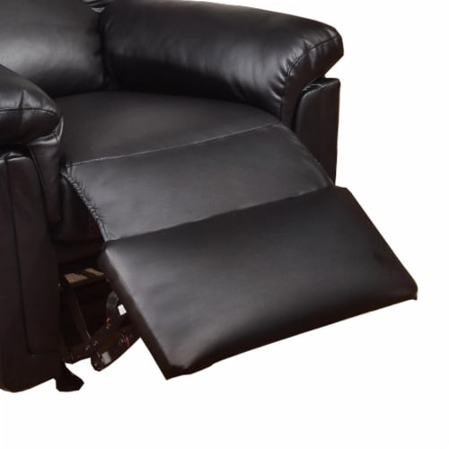 Bonded Leather Rocker Recliner Black- Saltoro Sherpi Perspective: bottom