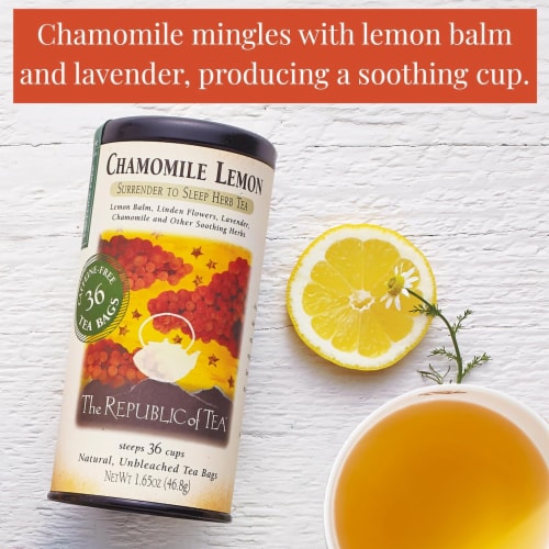 The Republic of Tea Chamomile Lemon Herbal Tea, Caffeine Free, 36 Tea Bags Perspective: bottom