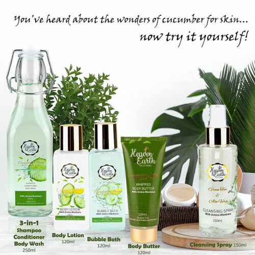 Cucumber Melon & Green Tea with Arnica Oil Healing Bath & Body Gift Basket. Aromatherapy Spa Perspective: bottom