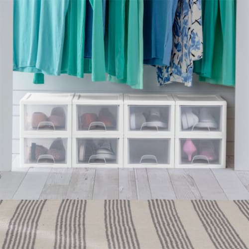 Sterilite Small Box Modular Stacking Storage Drawer Container Closet (6 Pack) Perspective: bottom