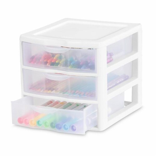 Sterilite Clear Plastic Stackable Small 3 Drawer Storage System, White, (6  Pack), 1 Piece - Kroger