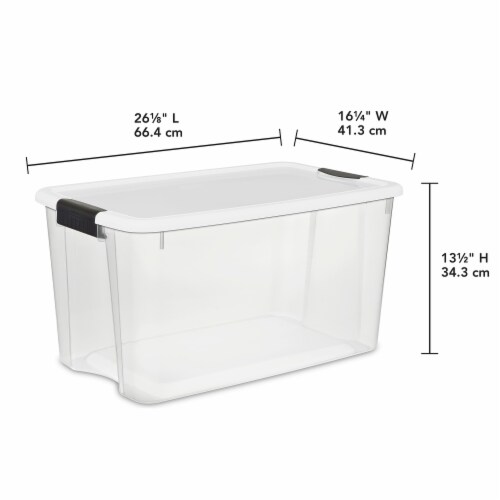 Hommp 4-Pack 70 L Large Clear Storage Boxes, Plastic Latching Boxes with  Wheeles