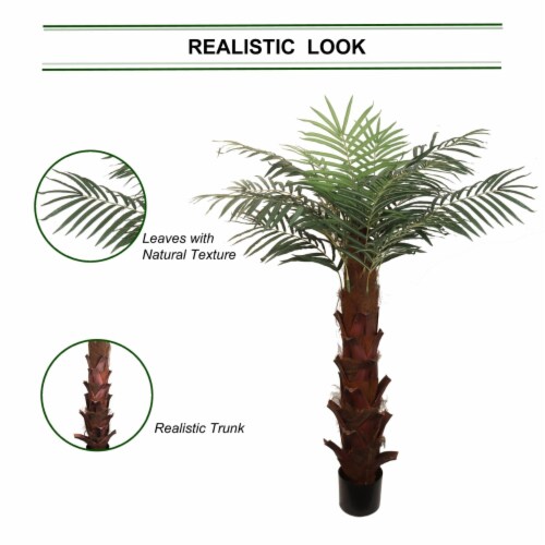 Artificial Silk Areca Palm Tree House Plant in Black Pot 6' Perspective: bottom