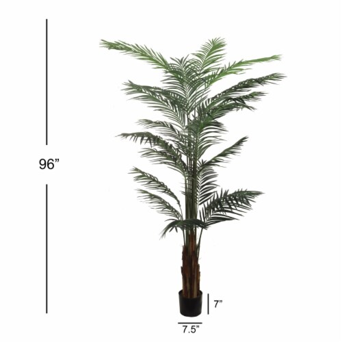 Artificial Silk Areca Palm Tree House Plant in Black Pot  8' Perspective: bottom