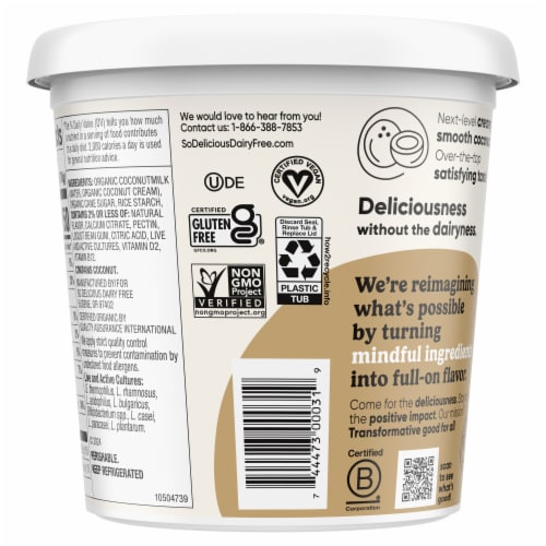 So Delicious Dairy Free Vanilla Coconut Milk Yogurt Cup Perspective: bottom