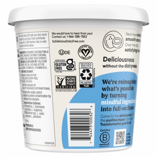 So Delicious Dairy Free Plain Coconut Milk Yogurt Cup Perspective: bottom