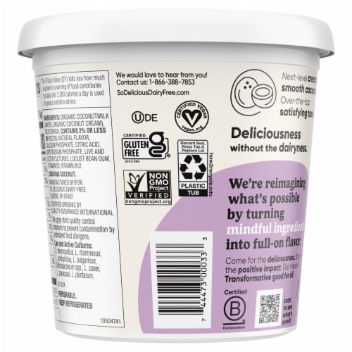 SO Delicious® Unsweetened Vanilla Dairy Free Coconutmilk Yogurt Tub Perspective: bottom