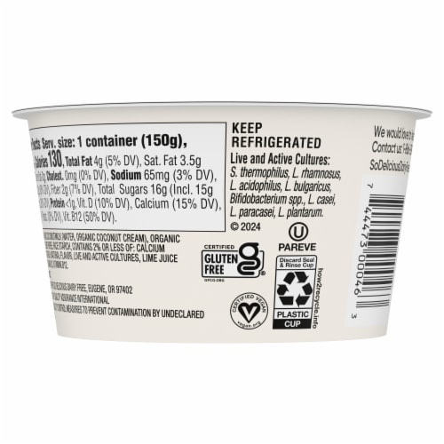 So Delicious Dairy Free Key Lime Coconut Milk Yogurt Cup Perspective: bottom