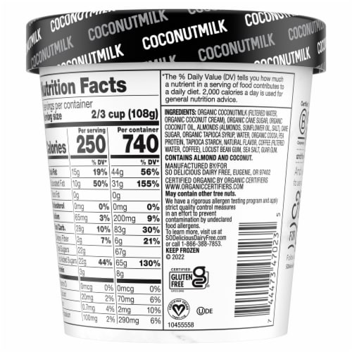 So Delicious Dairy Free Mocha Almond Fudge Coconut Milk Frozen Dessert Carton Perspective: bottom