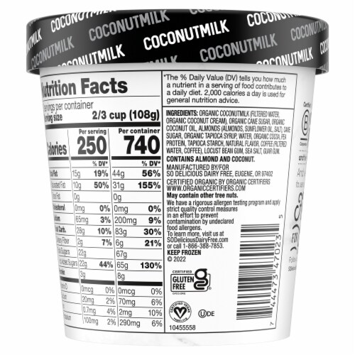 So Delicious Dairy Free Mocha Almond Fudge Coconut Milk Frozen Dessert Carton Perspective: bottom