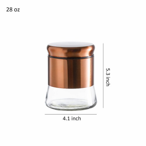Whole Housewares | 3 Canister Set (28/38/50oz) | Glass Spice Jars | Bronze Cover & Lid Perspective: bottom