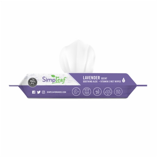 Simpleaf Flushable Wet Wipes Soothing Aloe Vera Formula with Lavender Scent (25Count) 6 PK Perspective: bottom