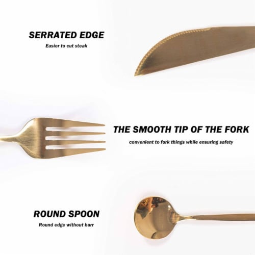 Set 24 Pieces Silverware Stainless Steel Cutlery Set Include Knife Perspective: bottom