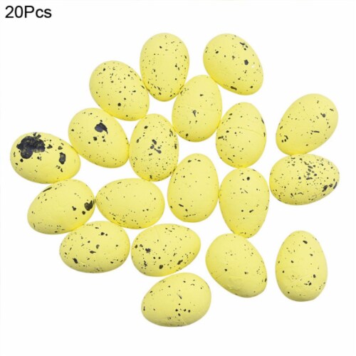 DIY Craft 20pcs Foam Easter Eggs - 2x3cm/0.8x1.2 Inch Painted Pigeon Bird Eggs - Happy Easter Perspective: bottom
