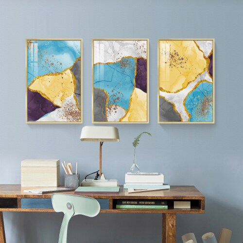 Framed Canvas Wall Paintings-Abstract Simple Warm Watercolor-Aesthetic Prints for Décor Perspective: bottom