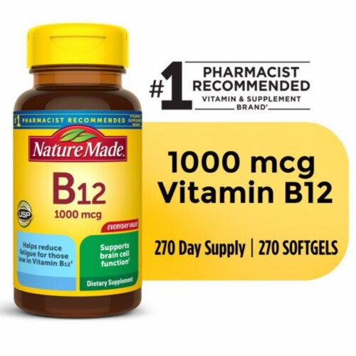 Vitamin B12 1000 mcg Softgels; Dietary Supplement; 270 Count, 270