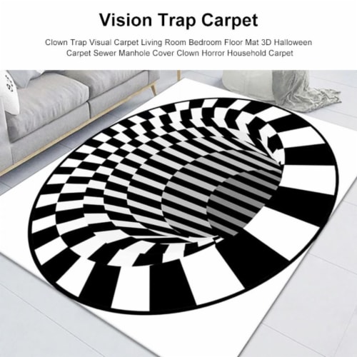 3D Clown Trap Visual Carpet, Living Room Bedroom Floor Mat, Halloween Horror Carpet Perspective: bottom